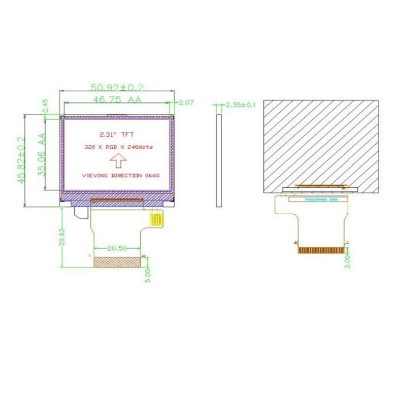 Màn hình Polcd 8080 MCU 16 Bit 320 X 240 Màn hình LCD y tế ILI9342C 300 Nit