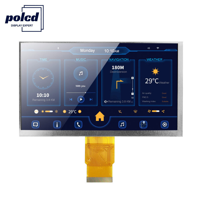 Polcd ISO9001 300 Nits Màn hình LCD cảm ứng 7 inch Tft Lcd RGB 24 Bit 800x480